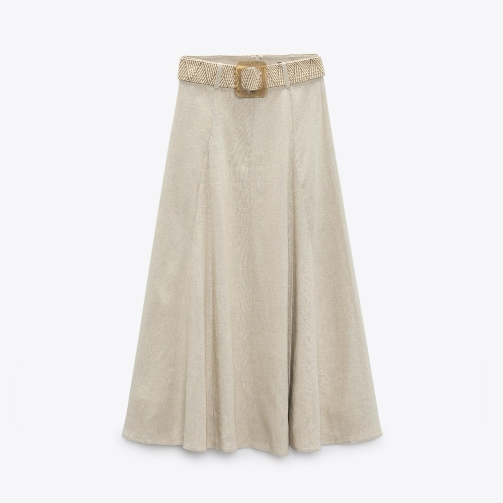Zara Linen Midi Skirt